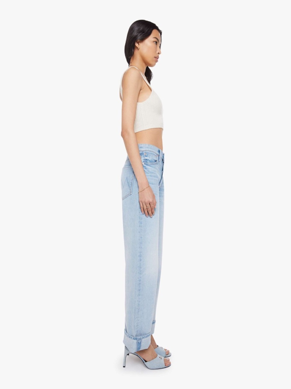 MOTHER The Dodger Button Hover Cuff jeans in "I Could Care Less" - Picture 2 of 8